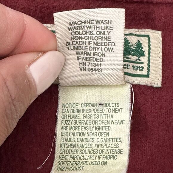 LL Bean Chamois Shirt Jacket Men's L Burgundy Long Sleeve Shacket Button up - Picture 11 of 11